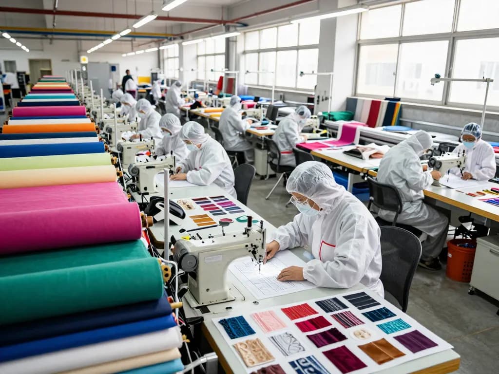 Sunwin textile production with workers operating machinery in a vibrant industrial setting.