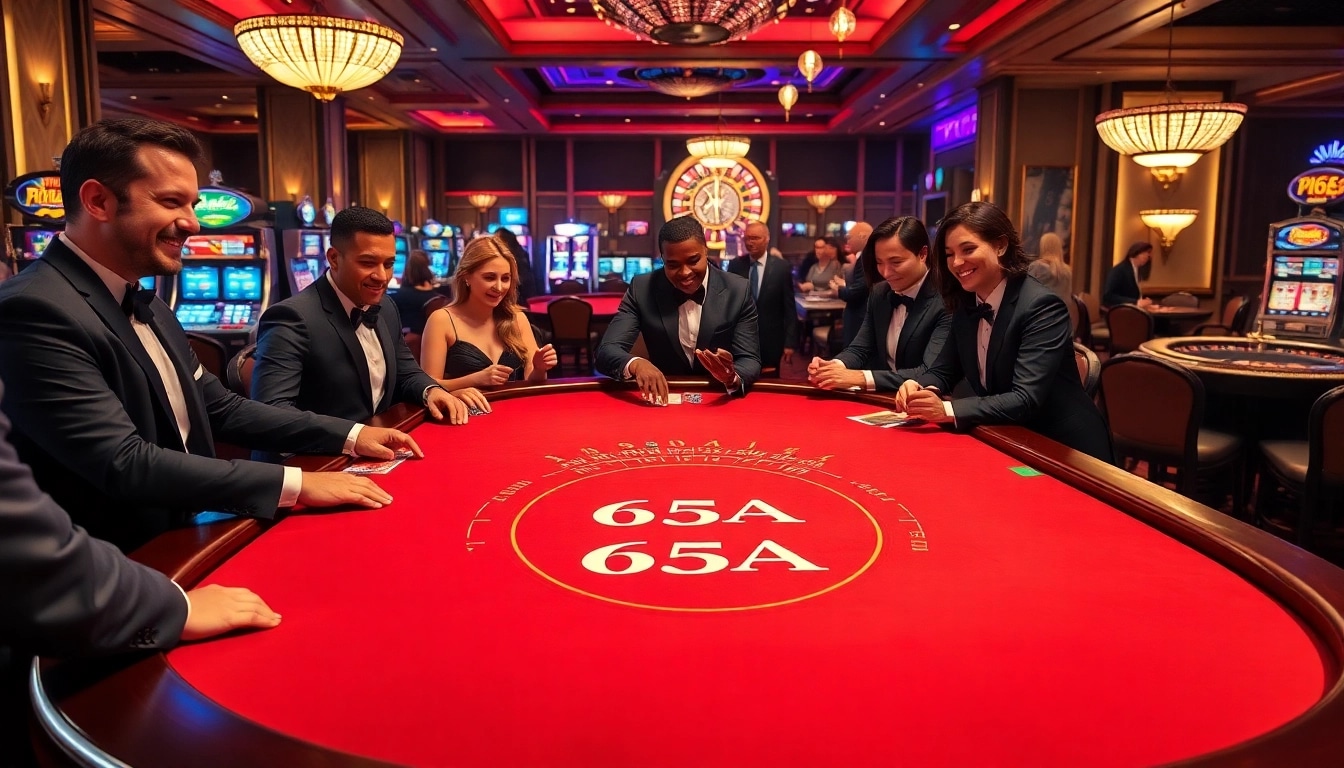 Excitement builds at the 65A casino table, where gamblers place bets for thrilling wins.