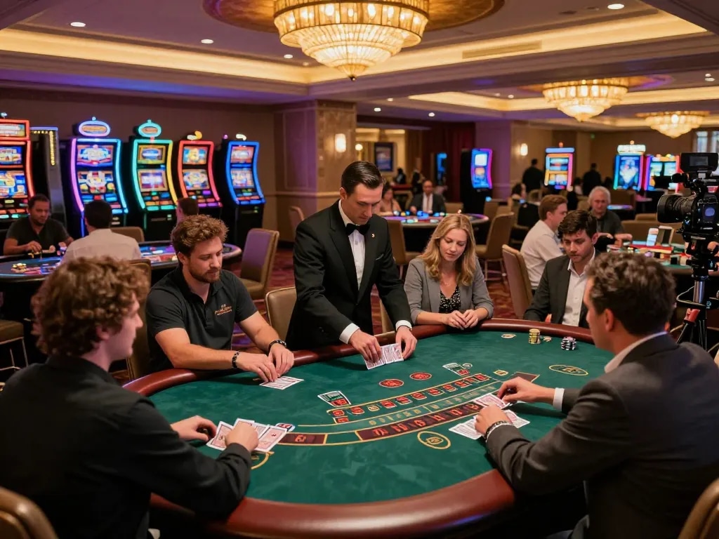 KONG88 players engaging in intense blackjack gameplay at a luxurious casino table