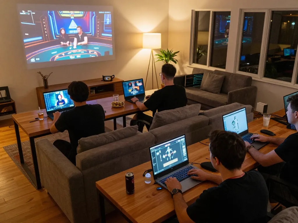 Players strategizing their wins on 789club online games in a cozy home setting