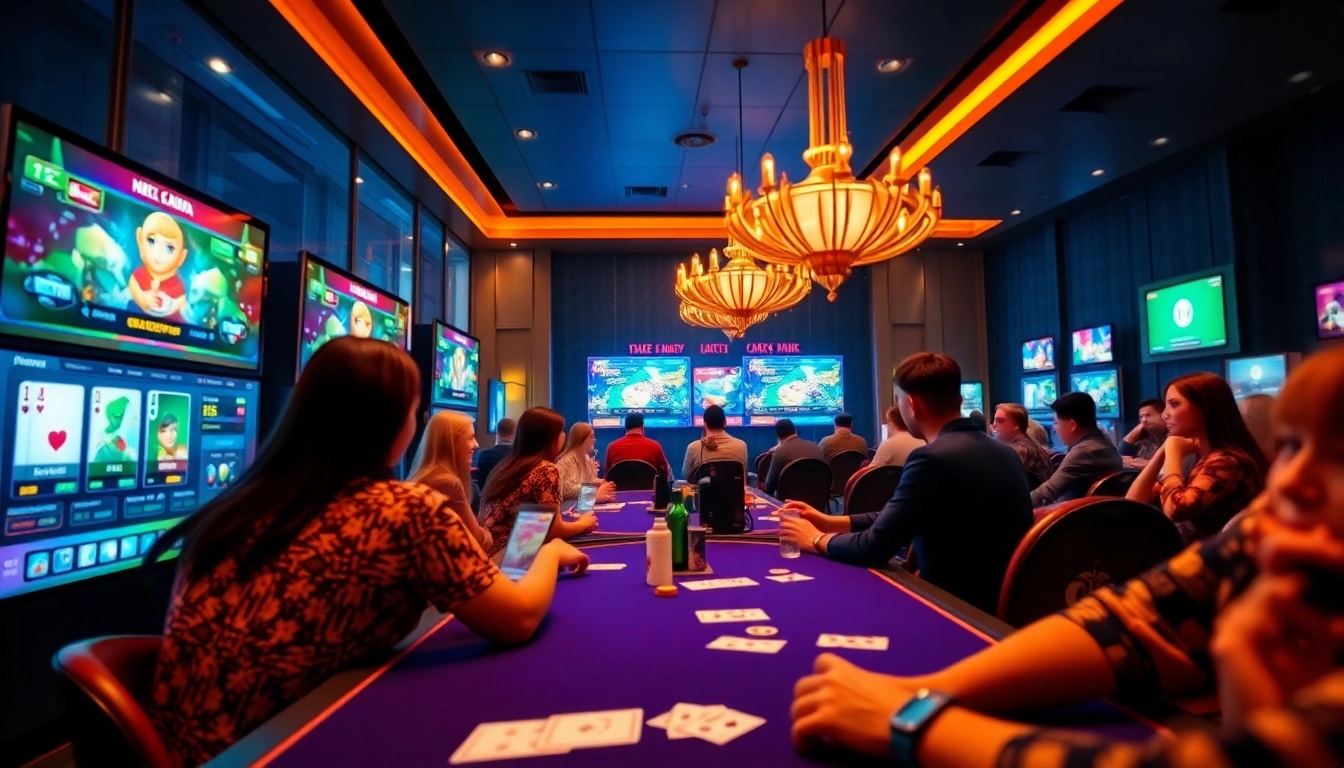 Exciting online gaming scene featuring gamebaidoithuong.com.vc's vibrant card games, engaging users in a thrilling environment.