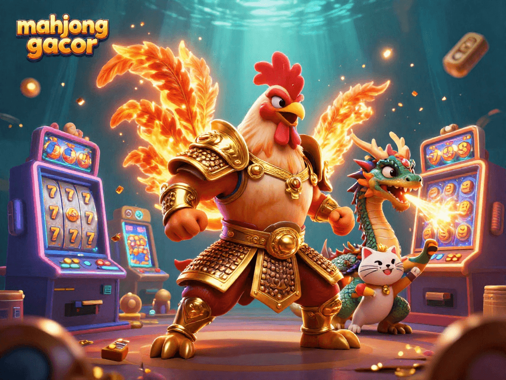 Experience the excitement of mahjong gacor with dynamic characters and vibrant slot machines in action.