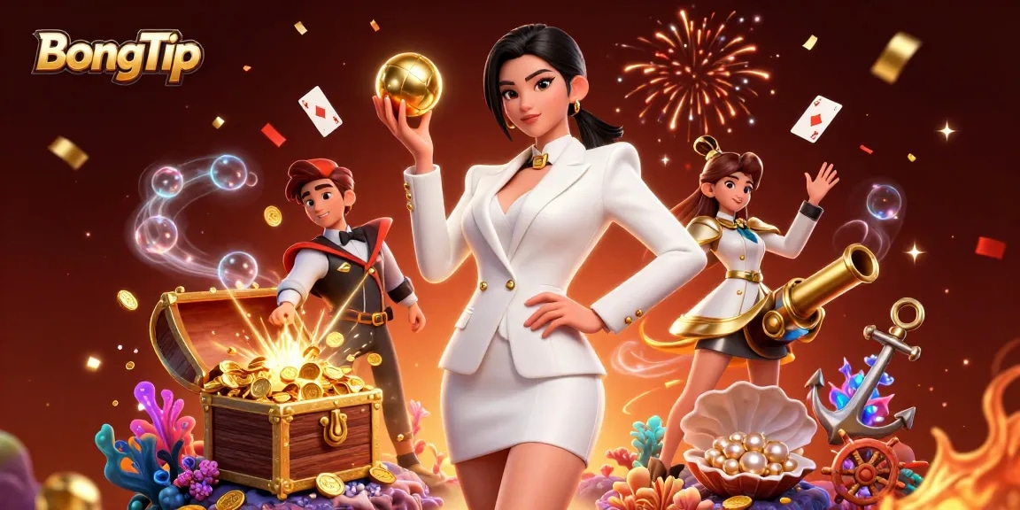 BongTip offers exciting casino experiences, showcasing a glamorous Asian woman with a golden roulette ball.