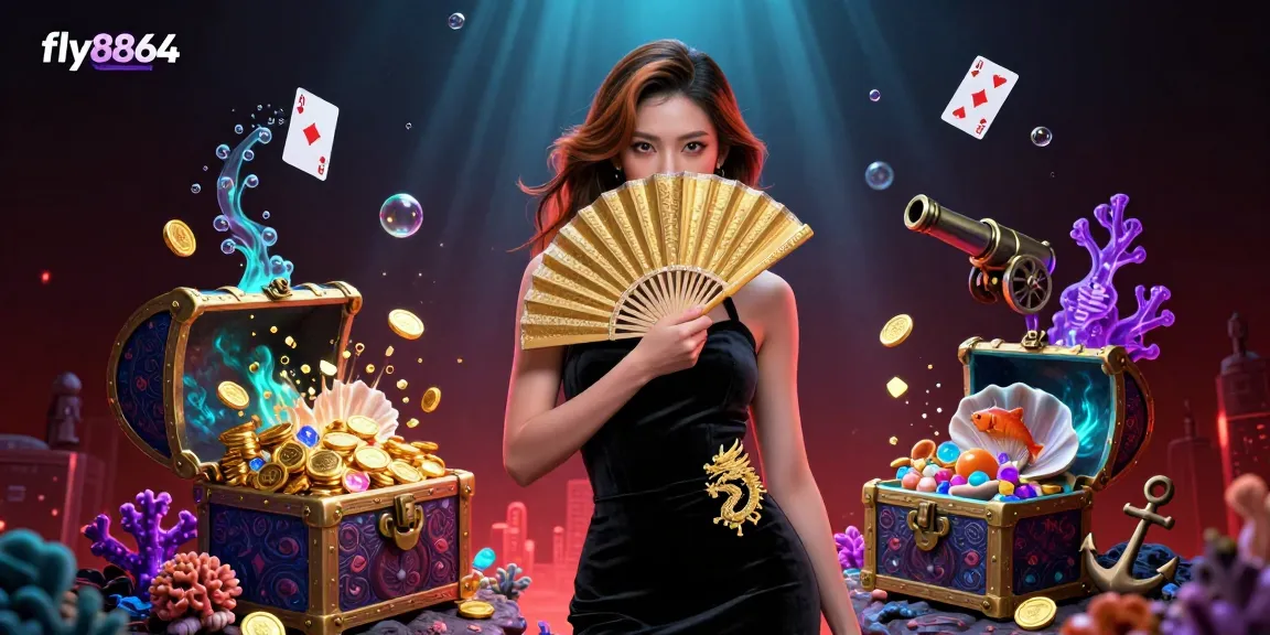 Engage with the immersive world of fly8864, featuring a captivating casino atmosphere with gold coins and vibrant elements.