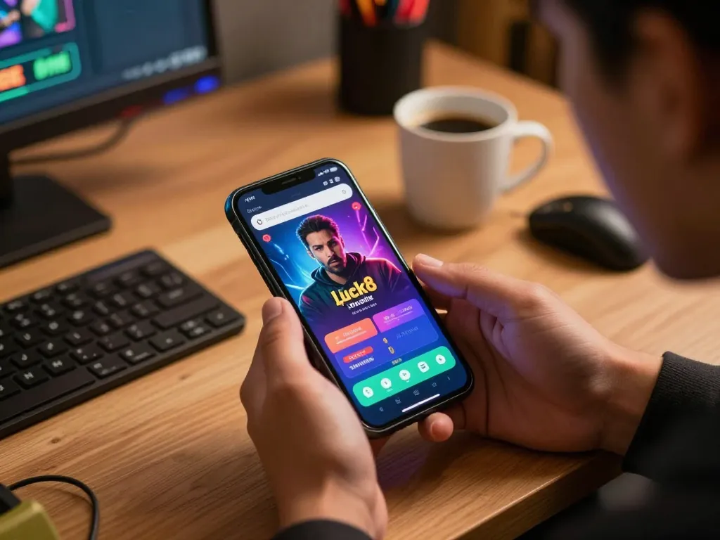 Engaging with the Luck8 app on a smartphone for an exciting gaming experience.