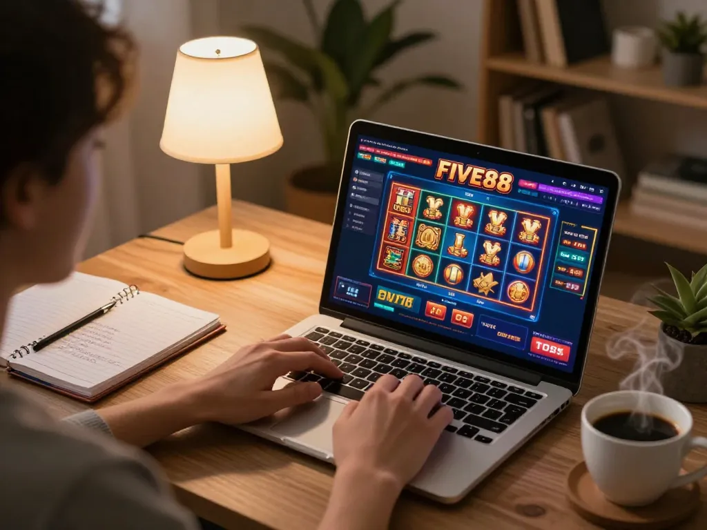 Experience Five88 đăng nhập through engaging online gaming from a cozy home environment, blending comfort with strategy.