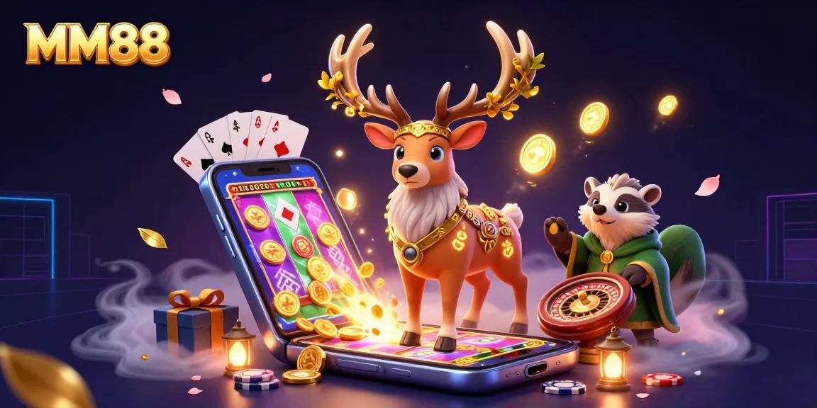 Experience thrilling gameplay at MM88 with vibrant 3D casino characters and dynamic slot elements.