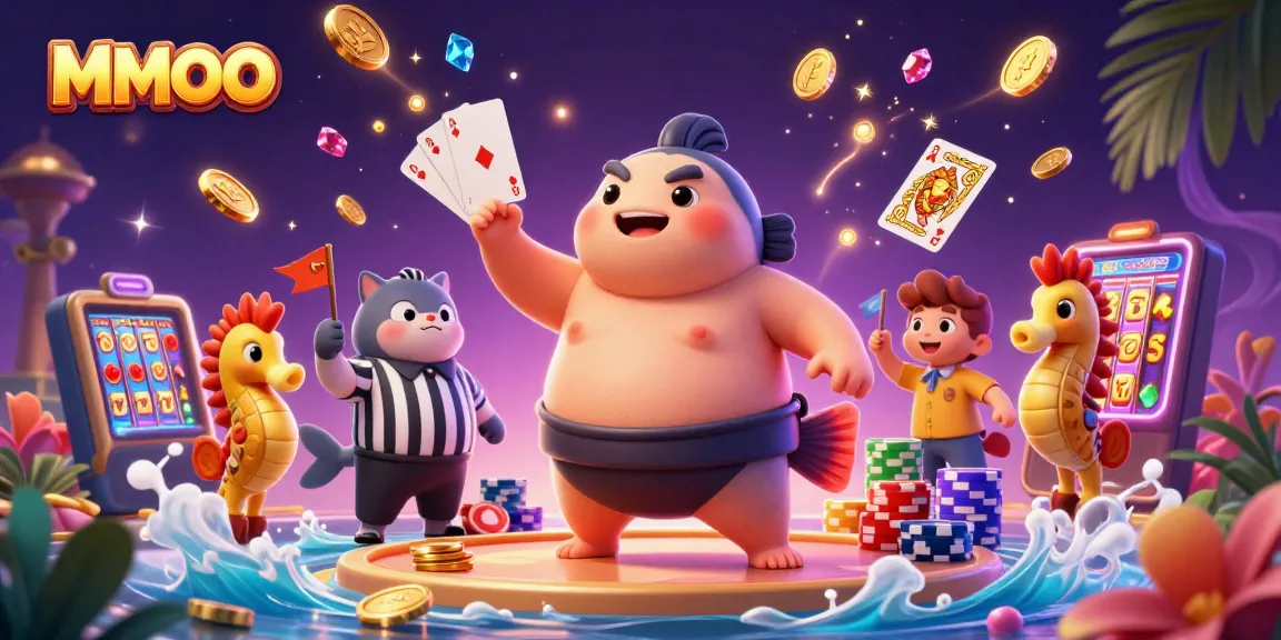 Engage in the excitement of MMOO's underwater casino with vibrant characters and thrilling game elements.