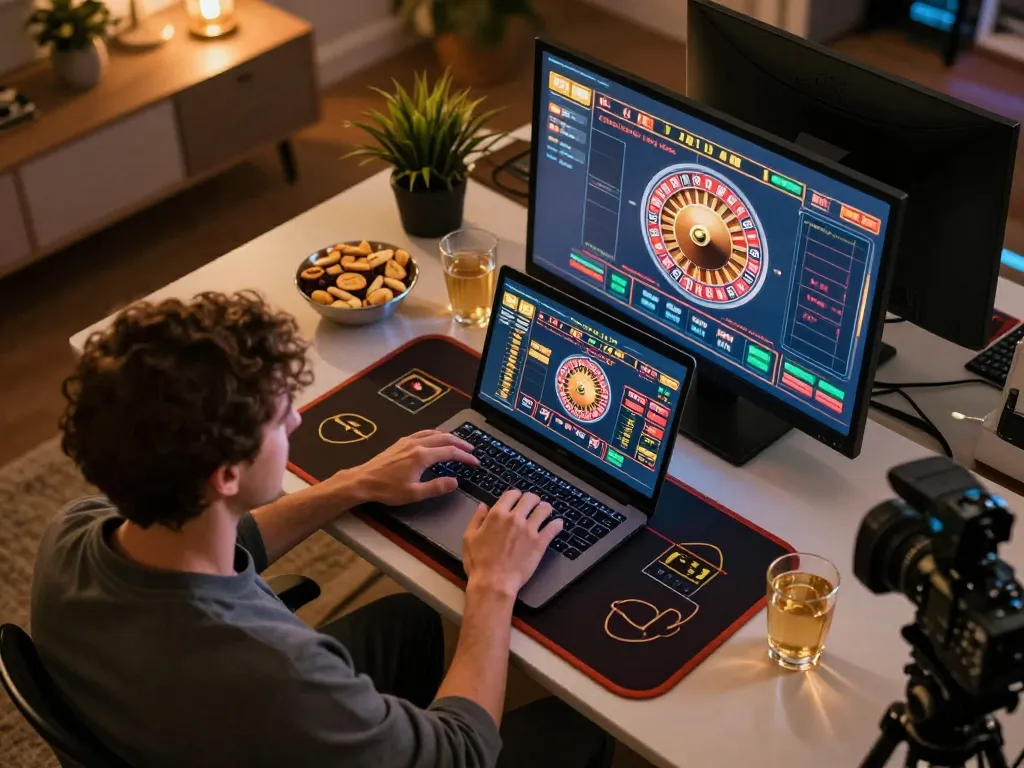 XX88 player engaged in live dealer gaming at home, highlighting an immersive online casino experience.