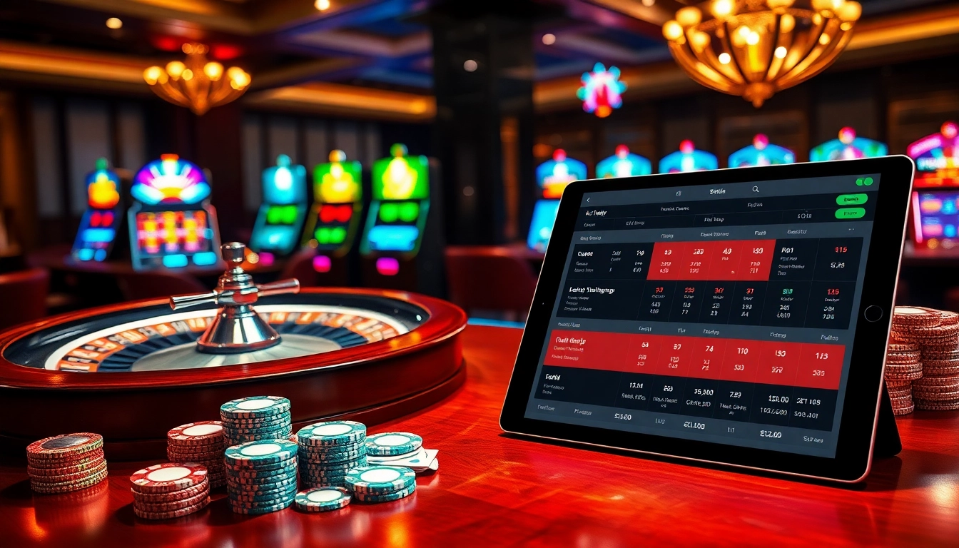 Kèo nhà cái hôm nay showcased with a glamorous casino setting featuring poker chips and a spinning roulette wheel.