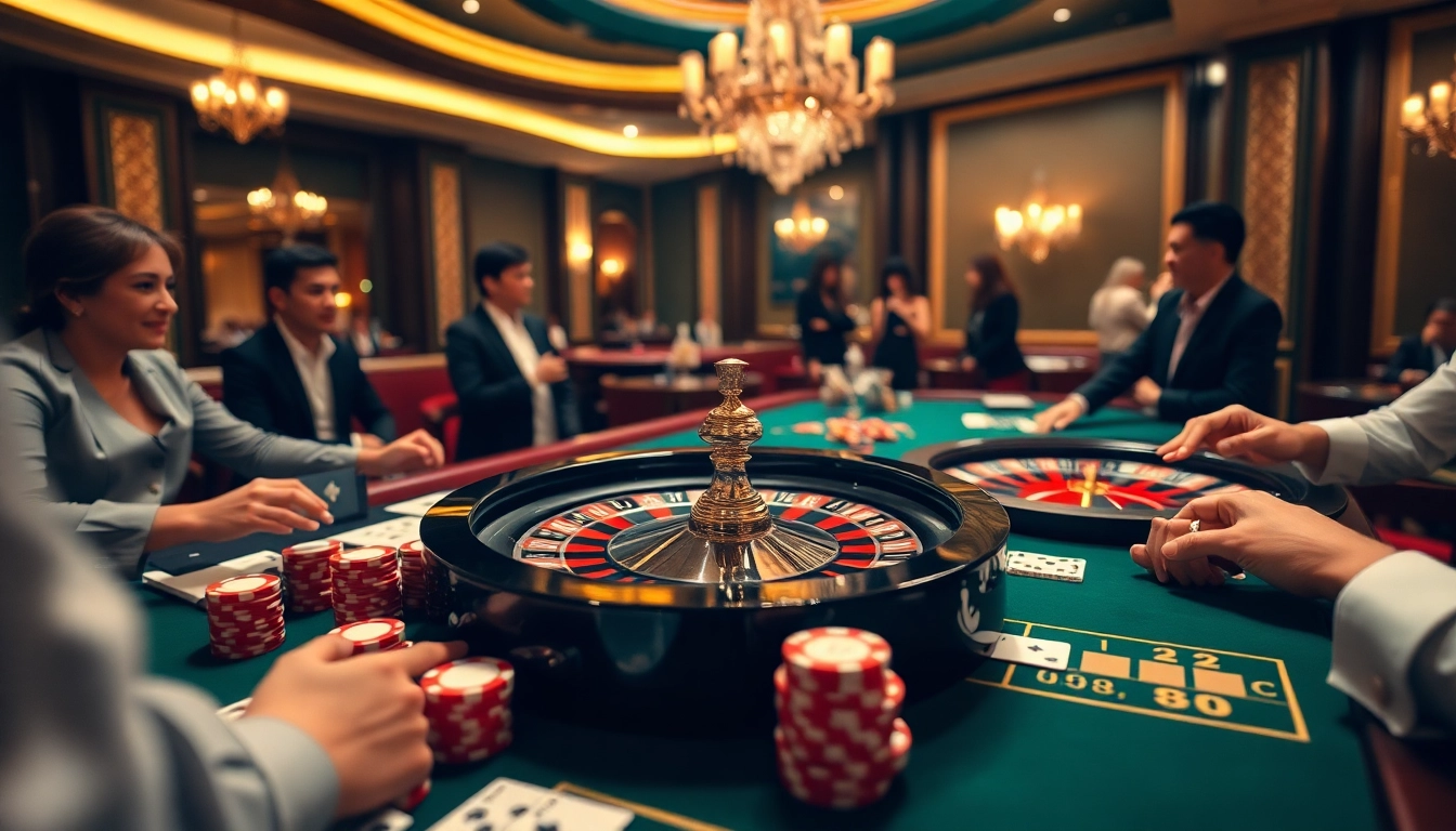 Players strategizing at a luxury casino table, exploring options at a top nhà cái.