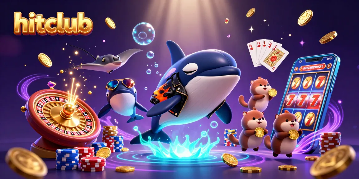 Experience the thrill of hitclub in a vibrant 3D casino scene with dynamic characters and sparkling elements.