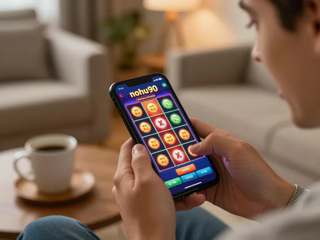 Nohu90 players enjoy vibrant online slots on mobile, showcasing exciting gaming experience