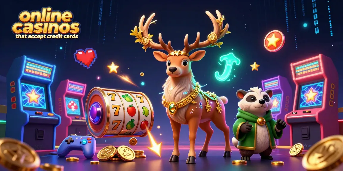 Engage with online casinos that accept credit cards featuring a Celtic druid and a wise badger among vibrant gaming elements.