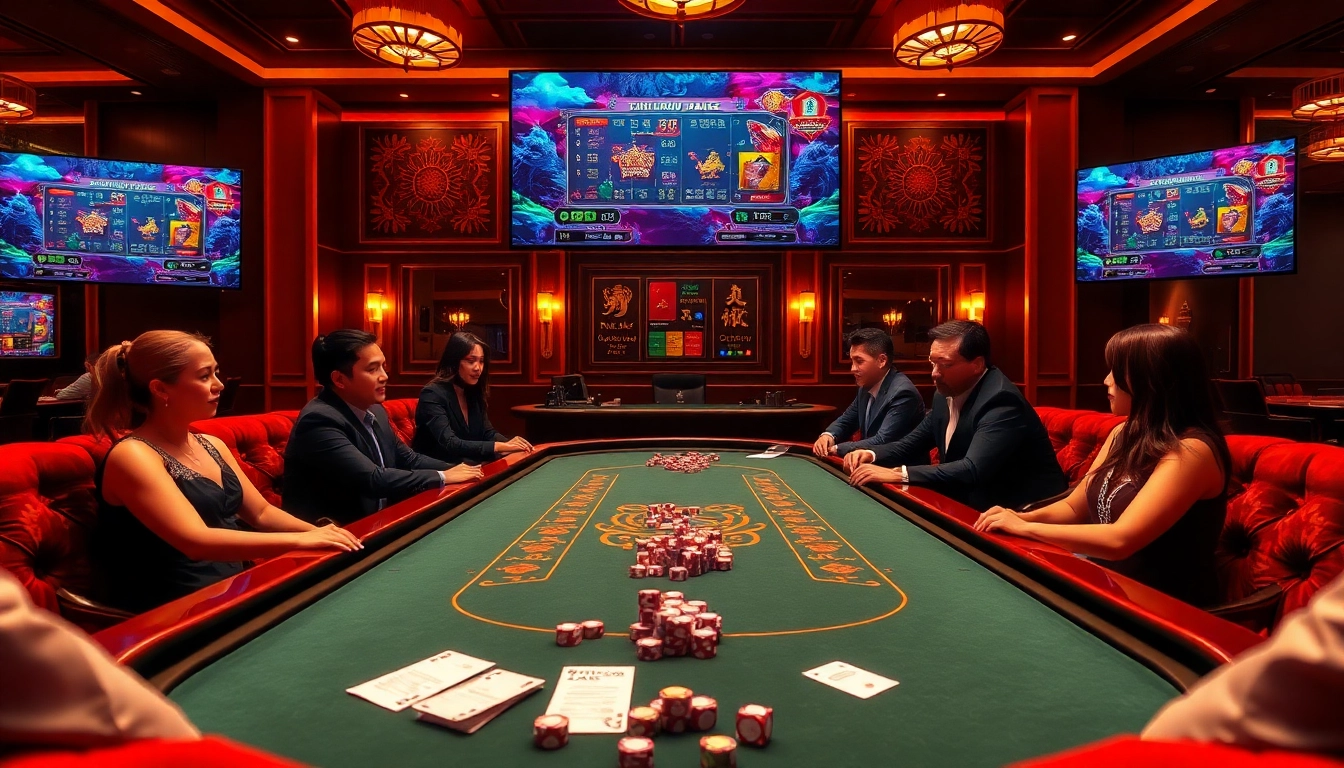 Play Tài Xỉu MD5 at a vibrant casino table filled with chips and dice.