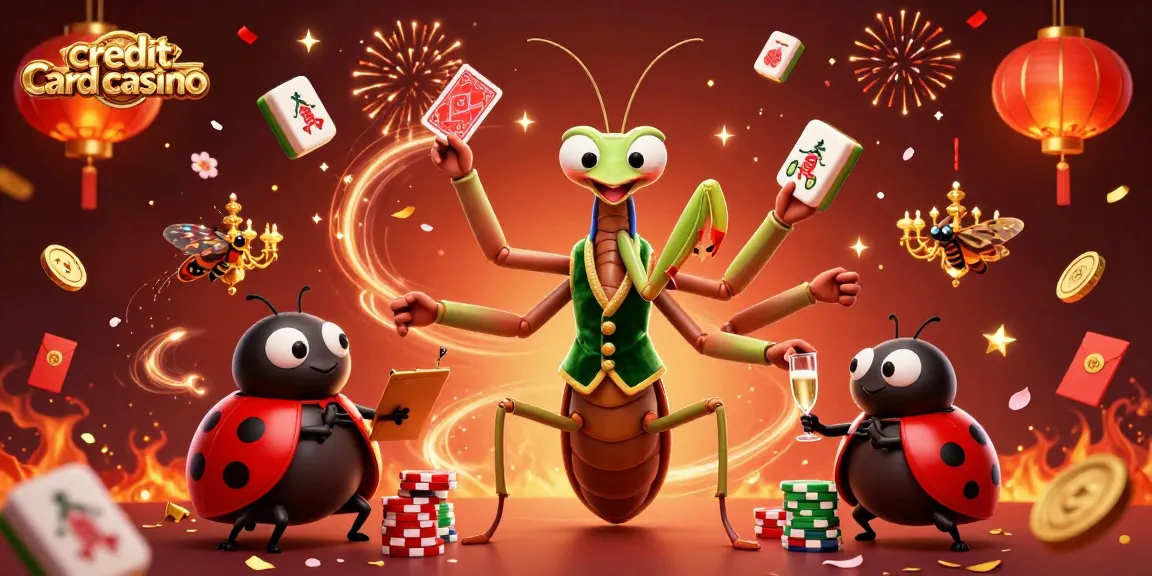 Experience the thrill of a credit card casino with charming characters and vibrant elements in a lively scene.