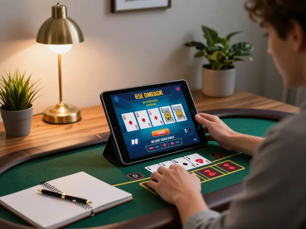 Experience strategic gameplay at 23WIN with a player enjoying live dealer blackjack on a tablet.