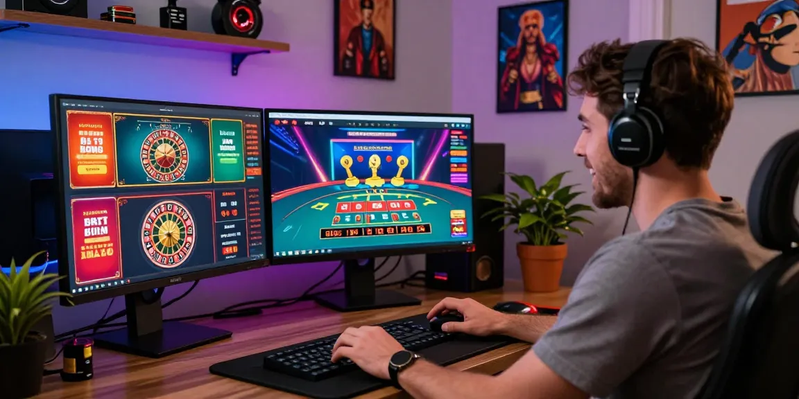 Player enjoying online gaming experience at non Gamstop casinos featuring vibrant games and a lively atmosphere.