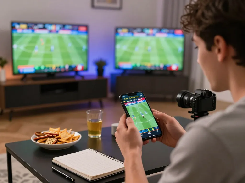 Excited player placing bets on F8BET during live sports event at home.