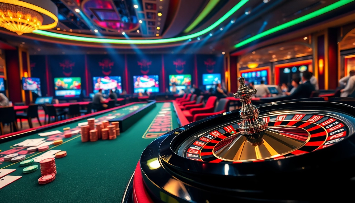 Engaging casino scene featuring vibrant tables and games at 888new com, inviting players to join the excitement.