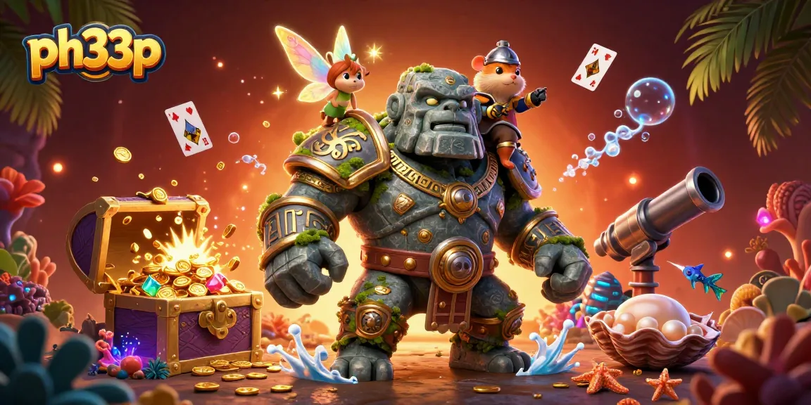 Experience thrilling moments at ph33p with a golem guardian, fairy magic, and treasure-rich gaming elements.