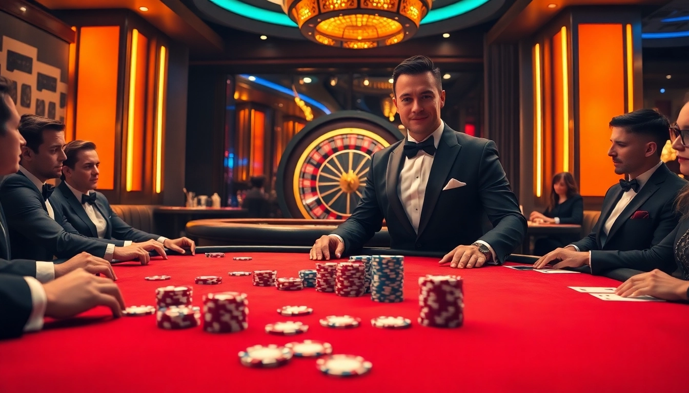 KJC players enjoying high-stakes poker action at a luxurious casino table.