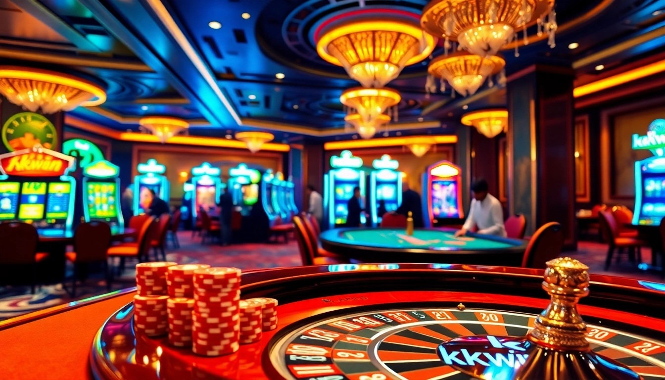 Experience the excitement of gambling at kkwin casino with vibrant slot machines and elegant decor.