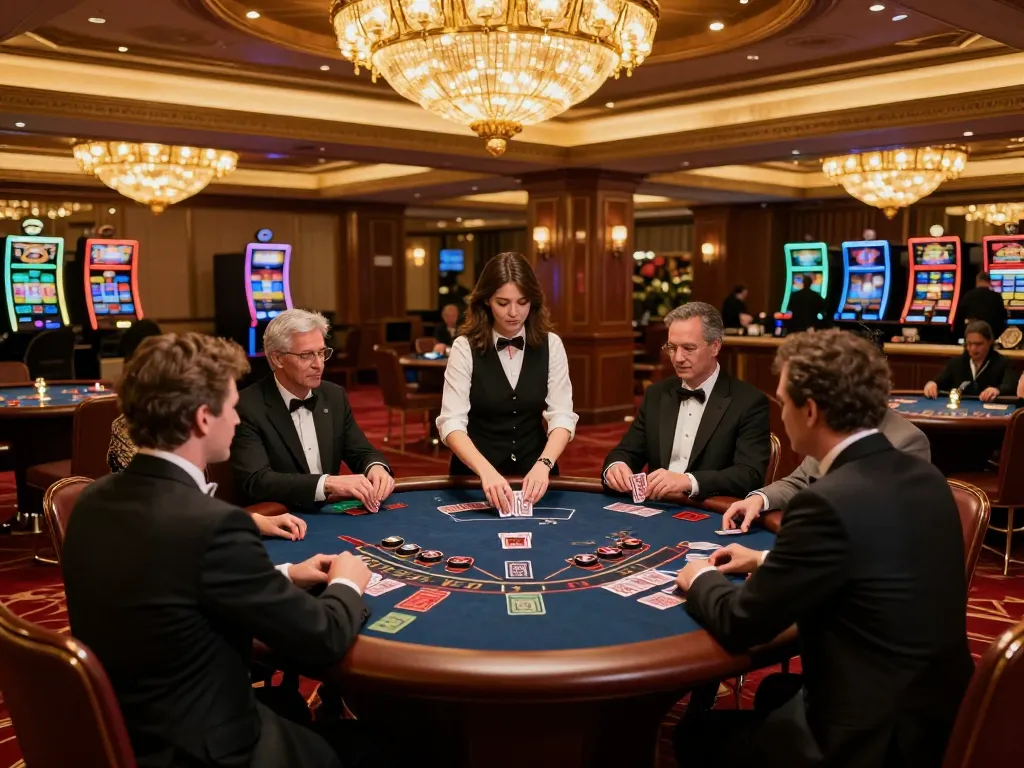 Engage in intense blackjack gameplay at a luxurious casino featuring vibrant decor, elite players, and warm ambiance representing https://www.bearcreekwatershed.org/macroinvertebrates.