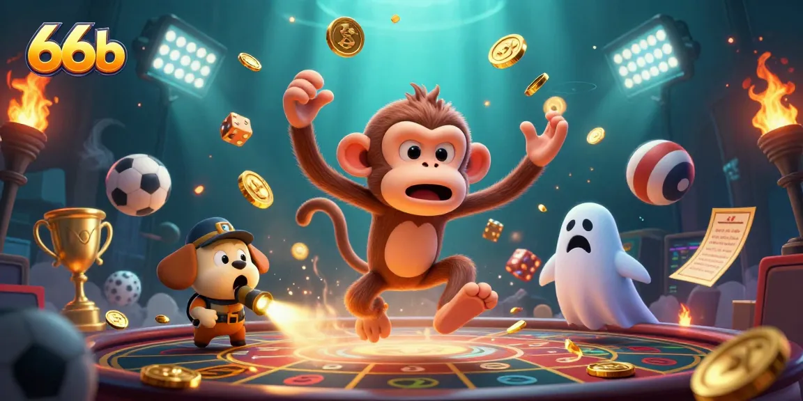 Watch the mischievous poltergeist monkey play with golden objects at the haunted casino 66b.