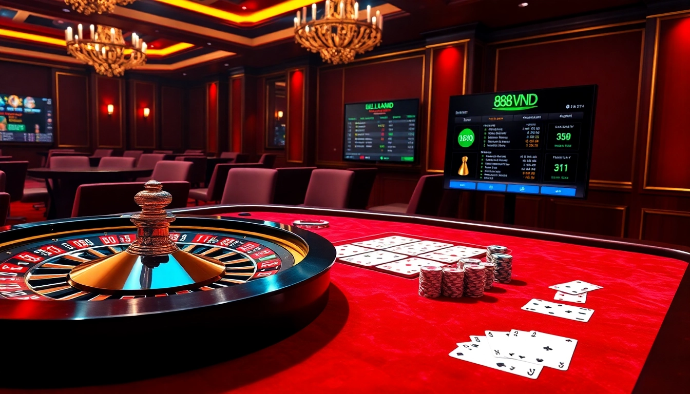 Experience the thrill of gambling at 888VND with vibrant casino tables and live betting excitement.