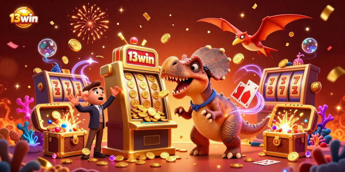 Experience 13win's thrilling jackpot action as a pachycephalosaurus wins big at the casino.