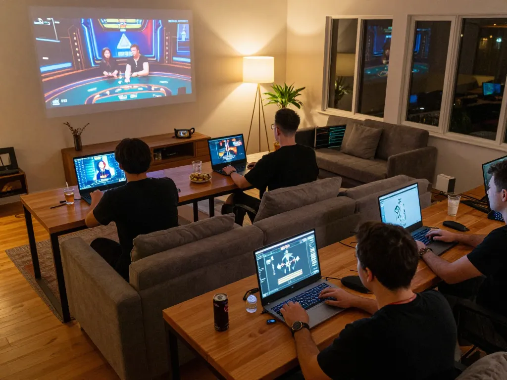 Players strategizing their wins on 789club online games in a cozy home setting