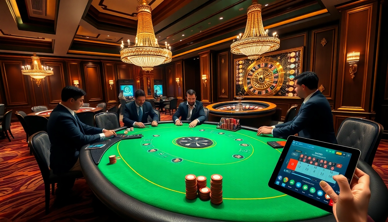Players engaging in poker at SUNCITY's luxurious gaming table.