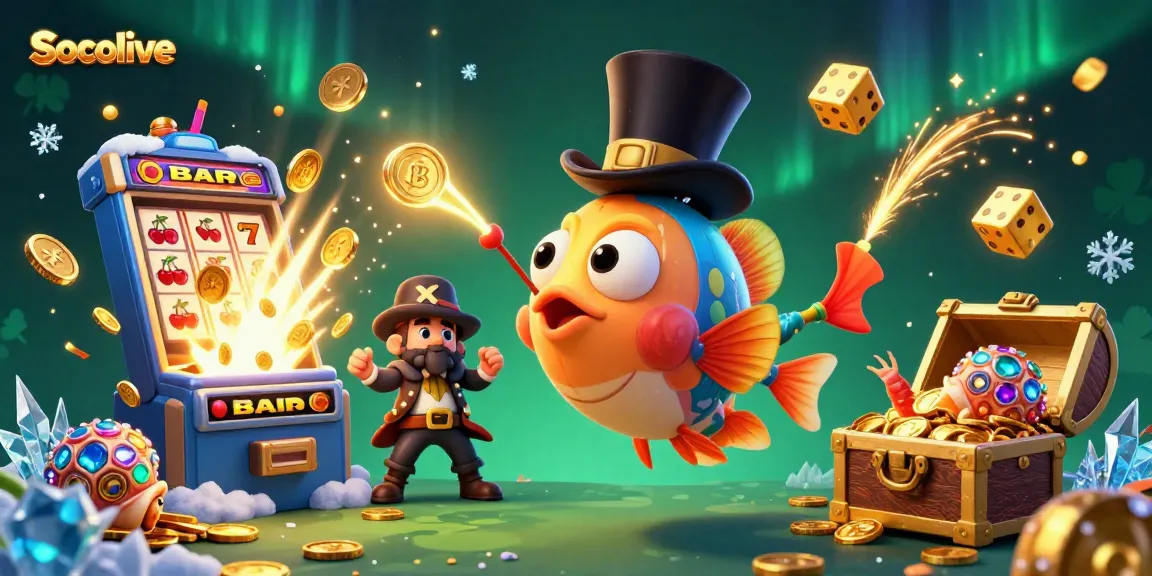 Socolive brings thrilling casino action with vibrant characters and dazzling elements celebrating the excitement of online gambling.