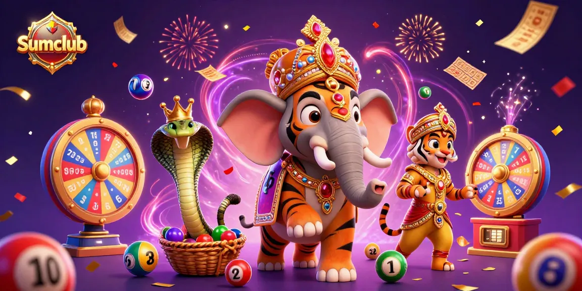 Experience thrilling gameplay at Sumclub with vibrant casino elements and celebrating characters.
