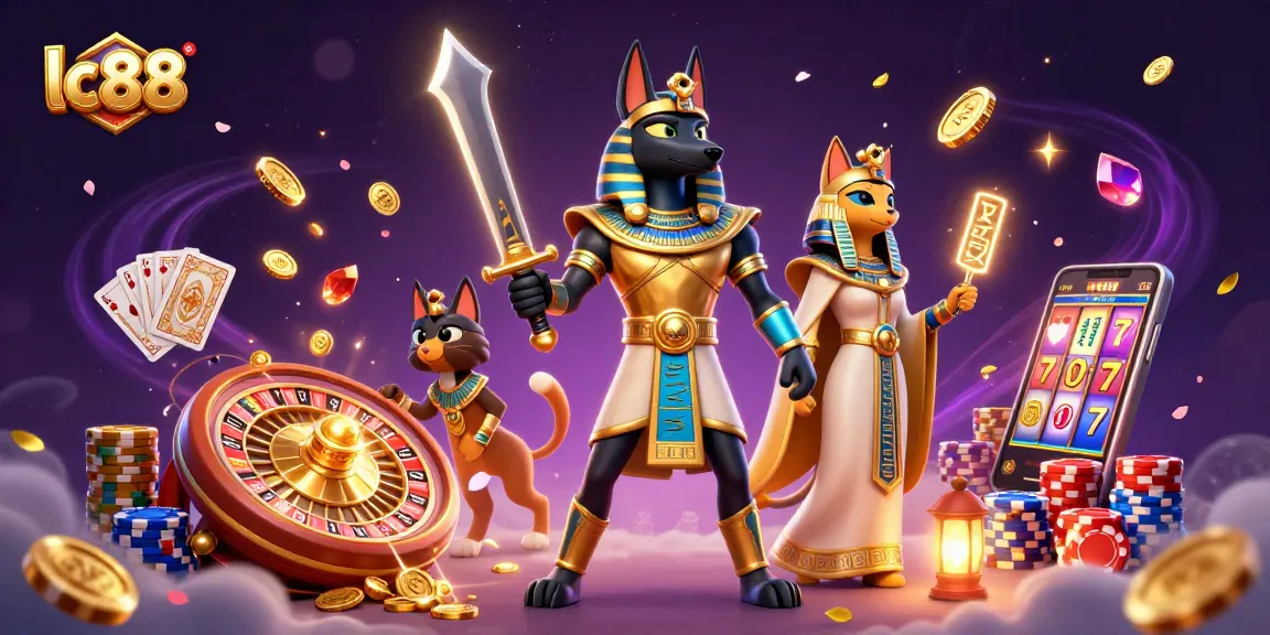 Win big at lc88 with an ancient Egyptian-themed 3D casino adventure illustration!