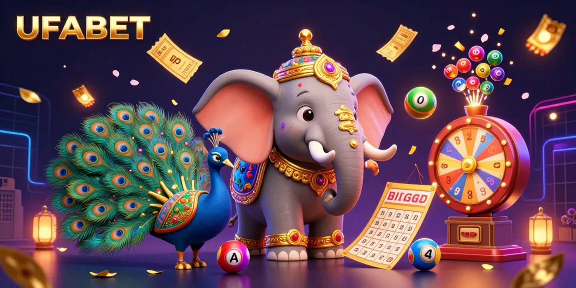 Engage with UFABET, a vibrant casino world filled with colorful lottery balls, spinning wheels, and dynamic gaming elements.