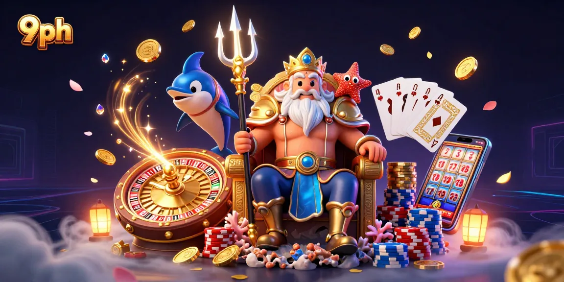 Experience the thrill of 9ph's exciting casino adventure with Neptune, treasure, and vibrant gaming elements.