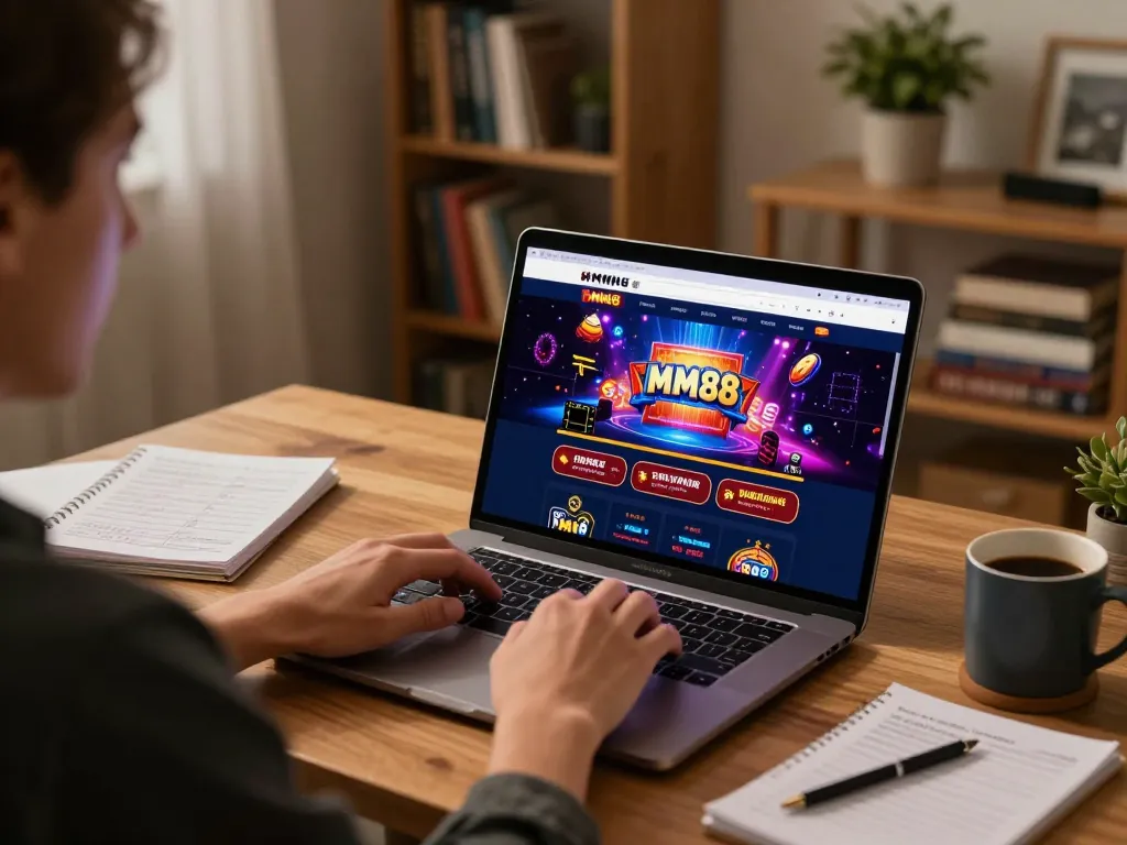 Player engaging with MM88 online casino interface showcasing vibrant gameplay strategies