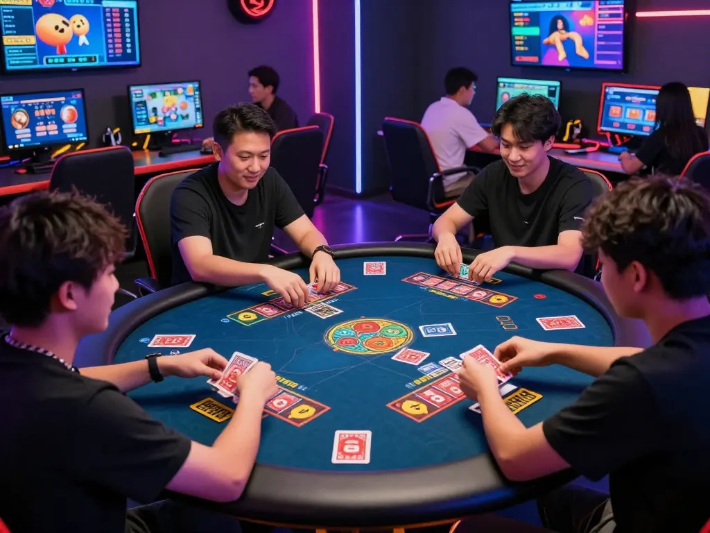 Exciting game bài session with players focused on popular titles in a modern gaming room.