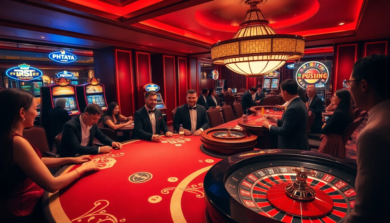 PHTAYA players enjoy an exciting online gaming experience at vibrant casino tables.