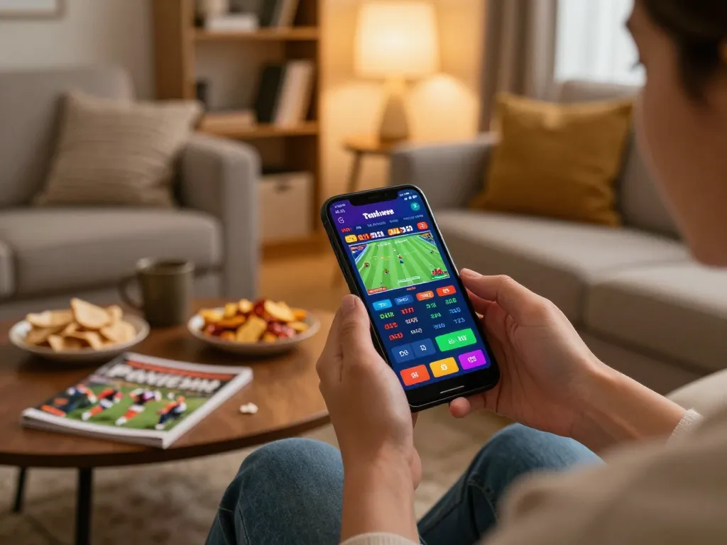 Engaging in sports betting on fabet mobile app, showcasing real-time odds and excitement.