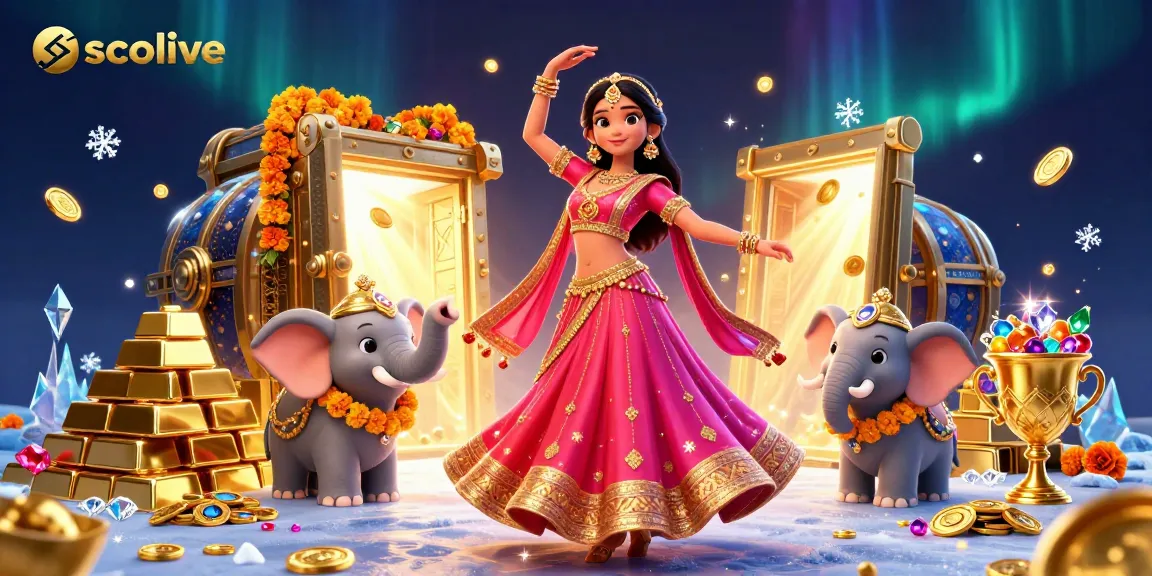 Socolive offers a vibrant Chinese gaming experience with stunning visuals of a Bollywood scene.