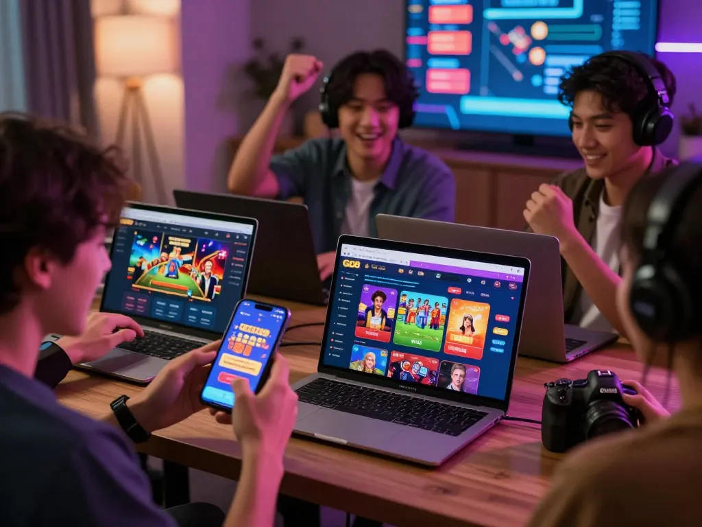 Exciting online gambling experience at https://go8.center/ with players enjoying various games in a vibrant digital setting.