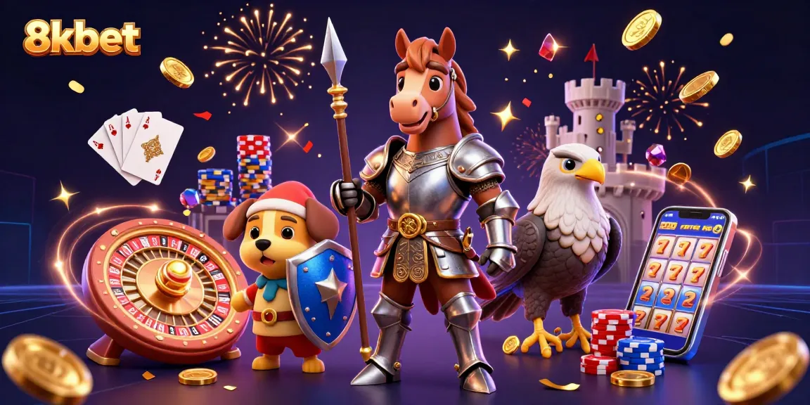 Experience the thrilling excitement of 8xbet with a dynamic casino adventure showcasing knights, gems, and spinning reels.