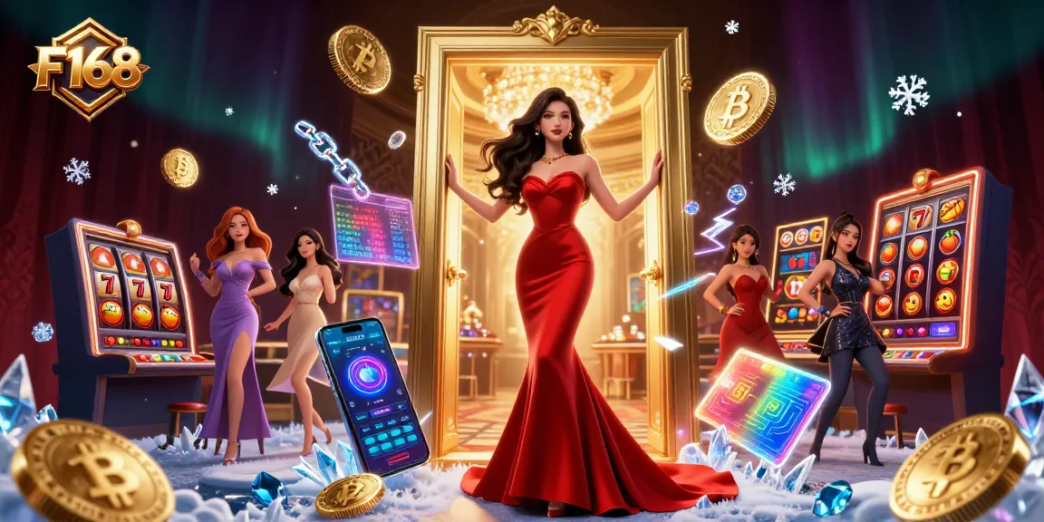 Experience F168 in a vibrant 3D casino illustration featuring stunning gaming elements and exciting action.