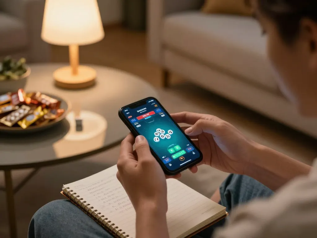 Engaged in tai xiu online gaming on a smartphone, reflecting the excitement of mobile betting.
