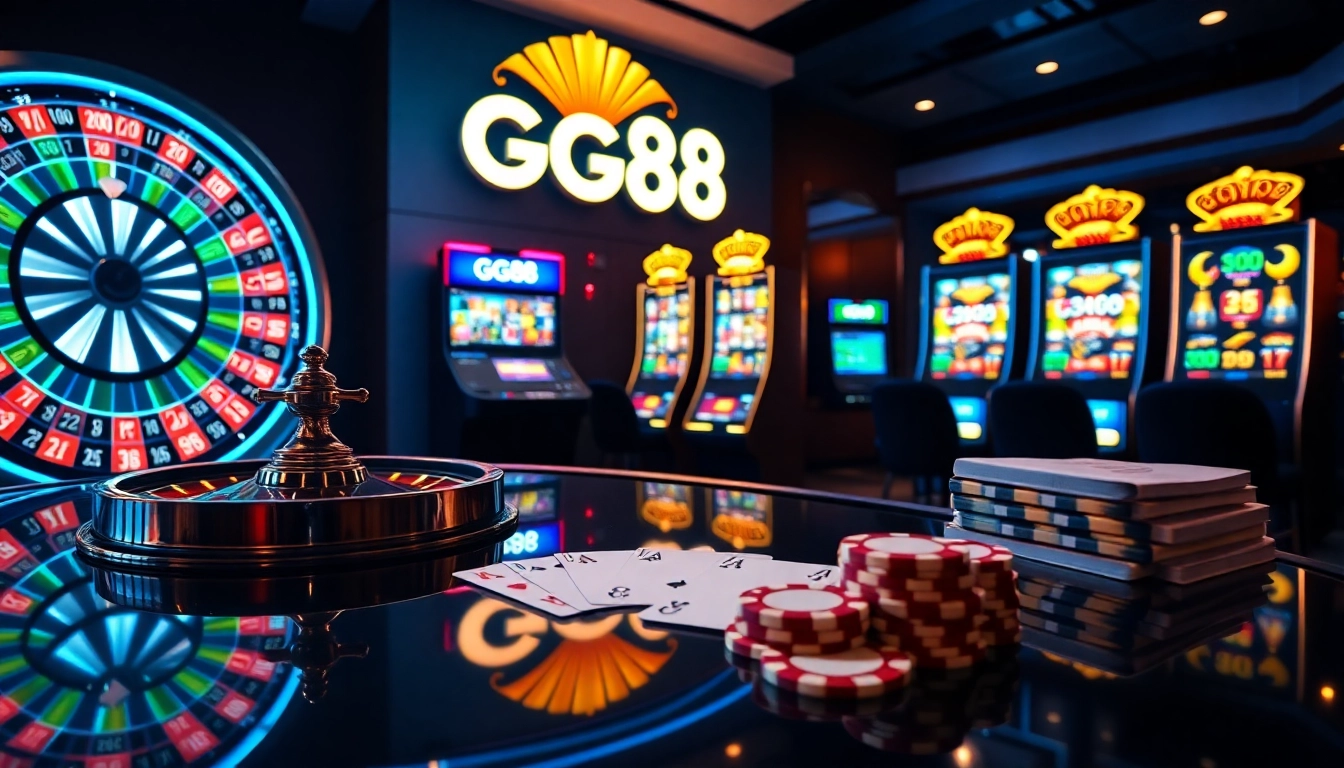Experience thrilling gameplay at GG88 with vibrant slot machines and sleek roulette wheels.