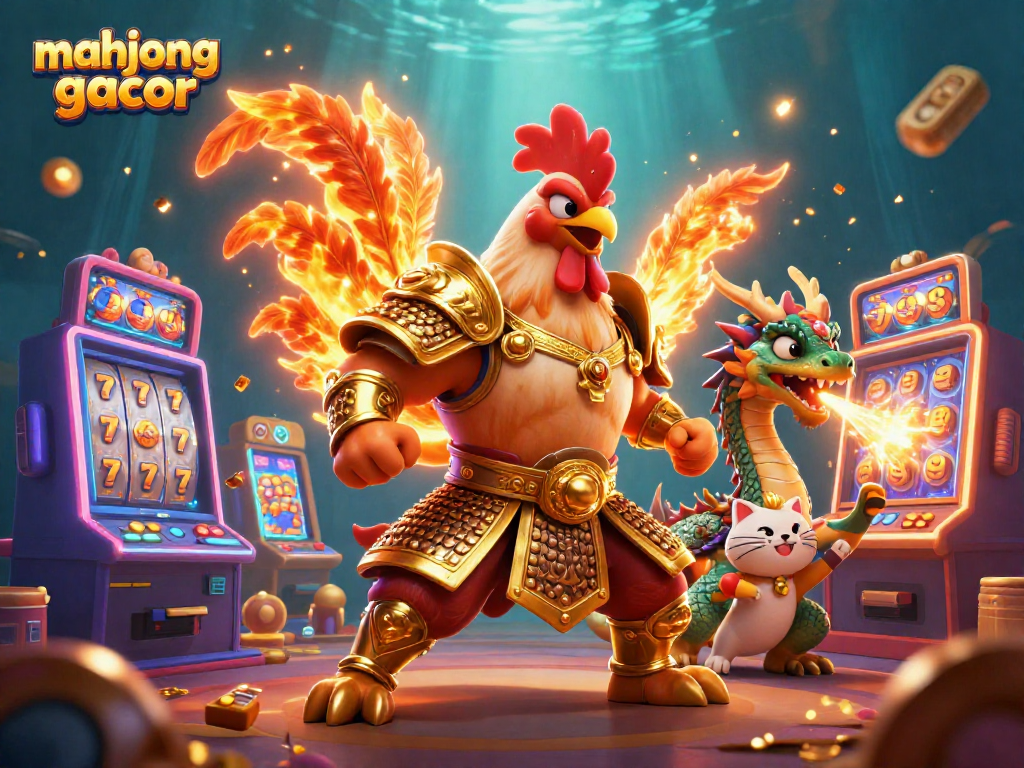 Experience the excitement of mahjong gacor with dynamic characters and vibrant slot machines in action.
