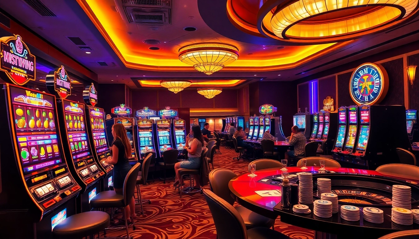Engage in the exhilarating nổ hũ experience, where vibrant slot machines come to life on the casino floor.